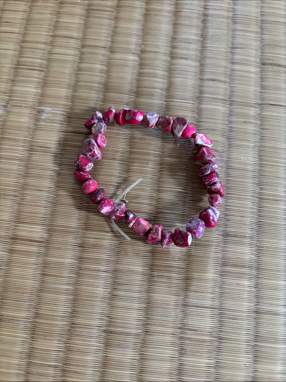 Handmade Pink Stone Bead Stretch Bracelet